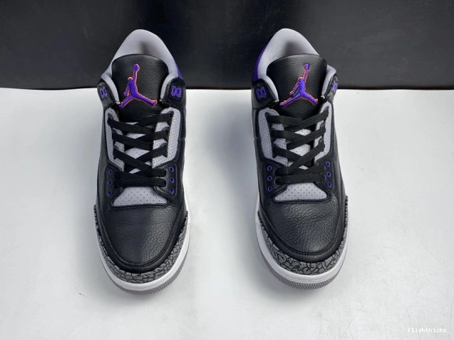 Black Retro Jordan 3 050 Court Air CT8532 Purple 1022